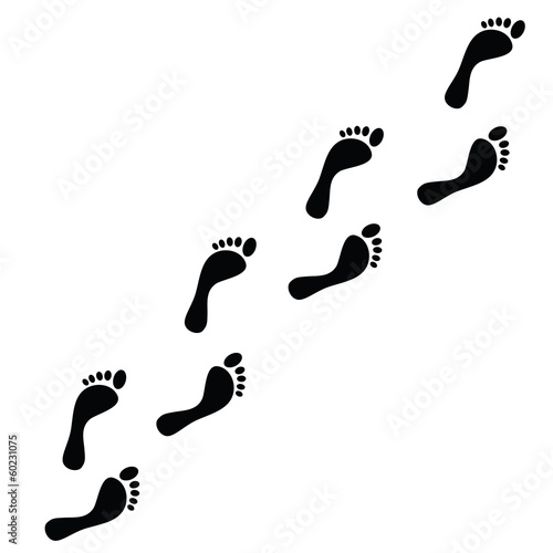 Trail of human steps isolated on white background (vector)