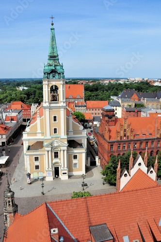 Old town skyline of Torun - aerial view from town hall tower