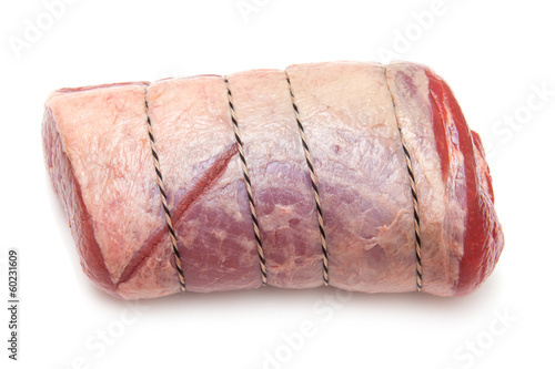Brisket of beef joint isolated on a white studio background.