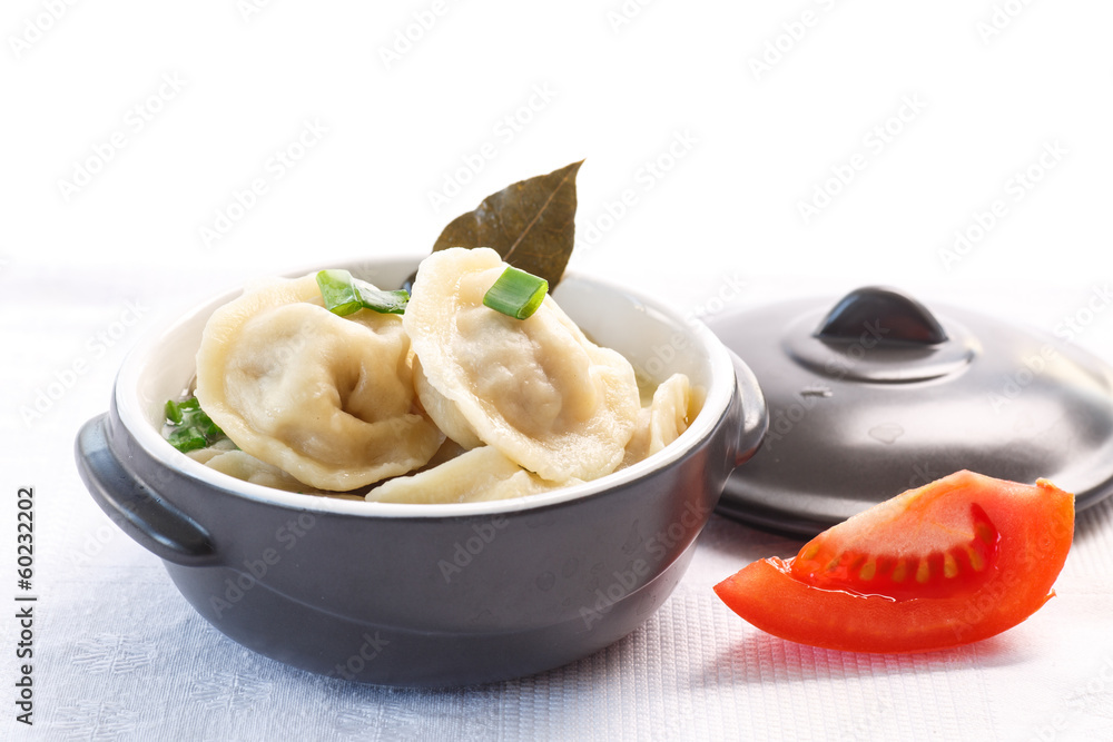 dumplings with meat and broth