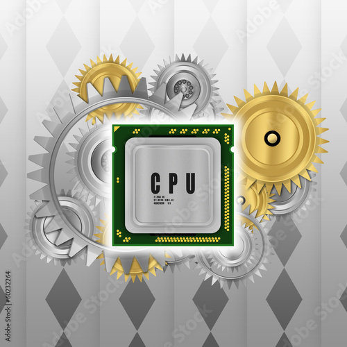 processor with gear on geometric background photo