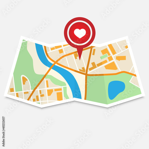 City Map With Valentine Marker