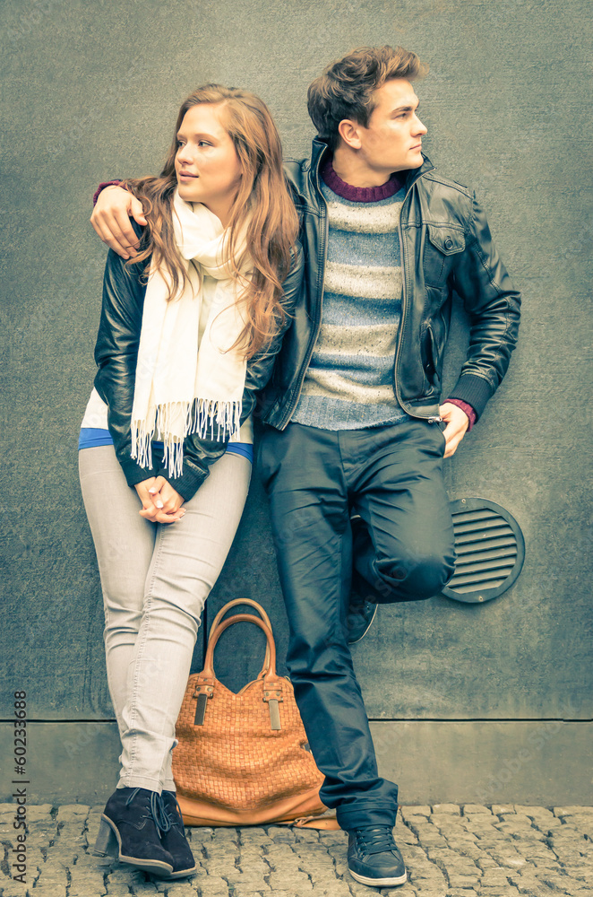 Modern fashion Couple in a moment of mutual Disinterest Modern fashion Couple in a moment of mutual Disinterest