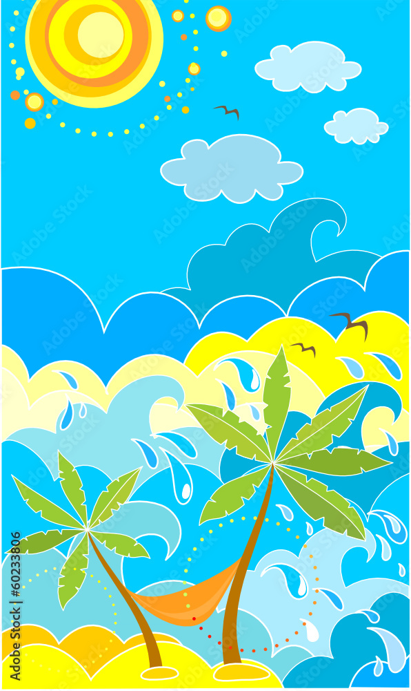 Summer holiday poster with palm