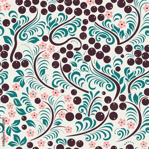 eastern European traditional seamless pattern with berries