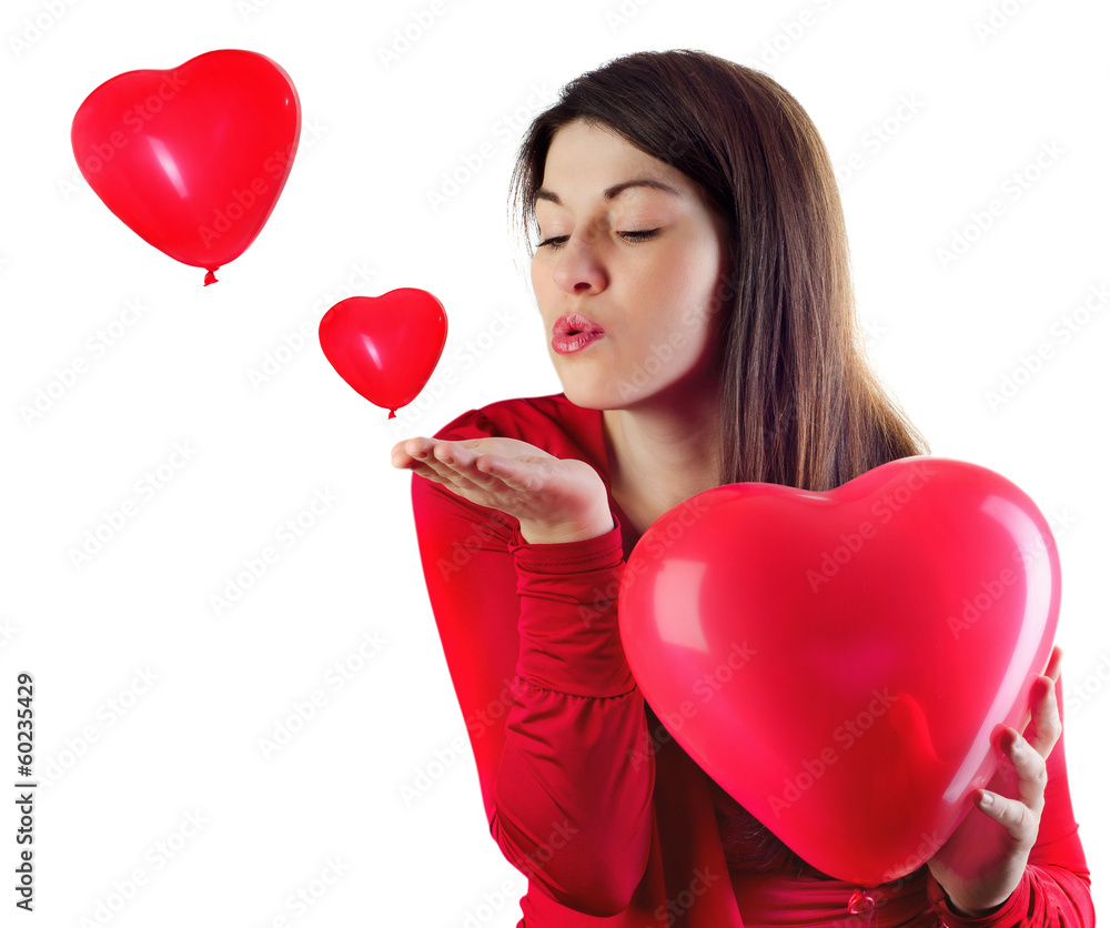 Woman with heart shaped balloons Woman with heart shaped balloons