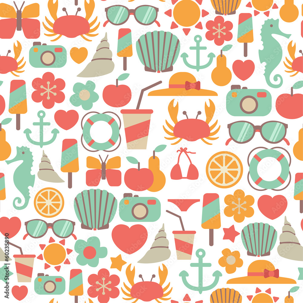 Naklejka premium seamless pattern with summer icons