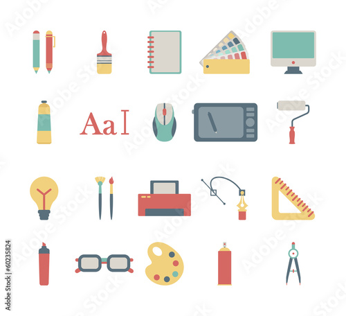 set of colorful graphic design icons