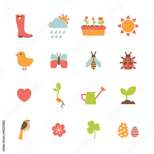 set of colorful spring icons