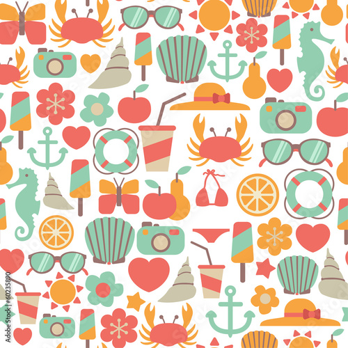 seamless pattern with summer icons