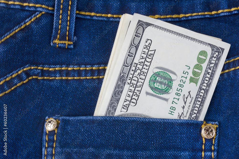 Money in the back jeans pocket Money in the back jeans pocket