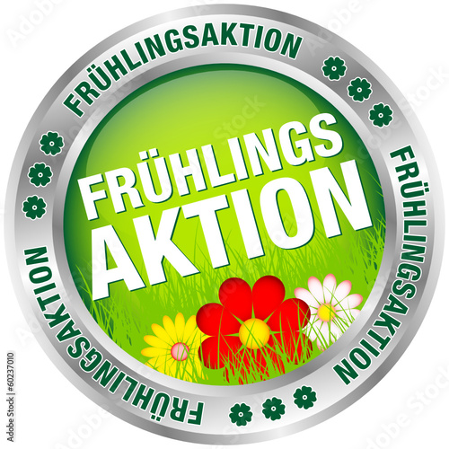 Button "Frühlingsaktion" grün/rot/silber