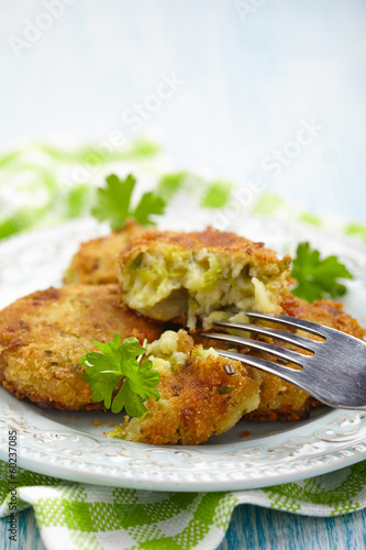 Vegetable pancakes with potato and brussel sprouts
