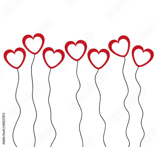 banners of red and white hearts on a clothesline