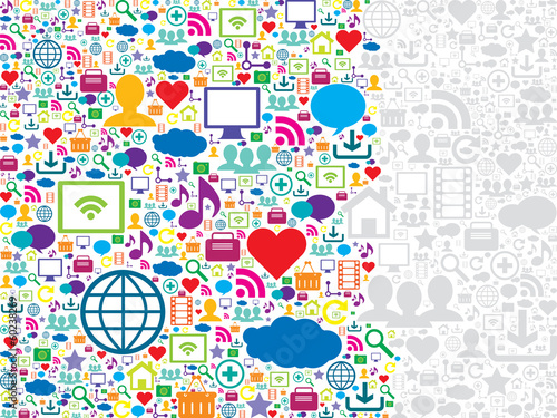 Seamless pattern with social media and technology icons