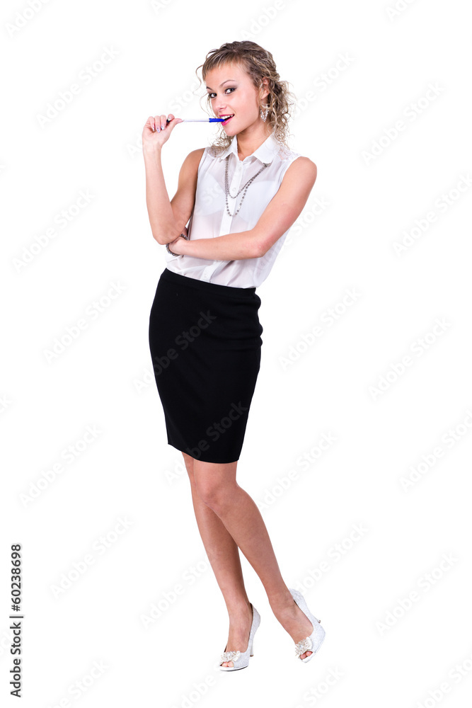 Young happy business woman, isolated on white Young happy business woman, isolated on white