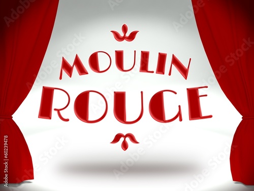 Tableau sur toile Moulin rouge on theater stage with red curtains