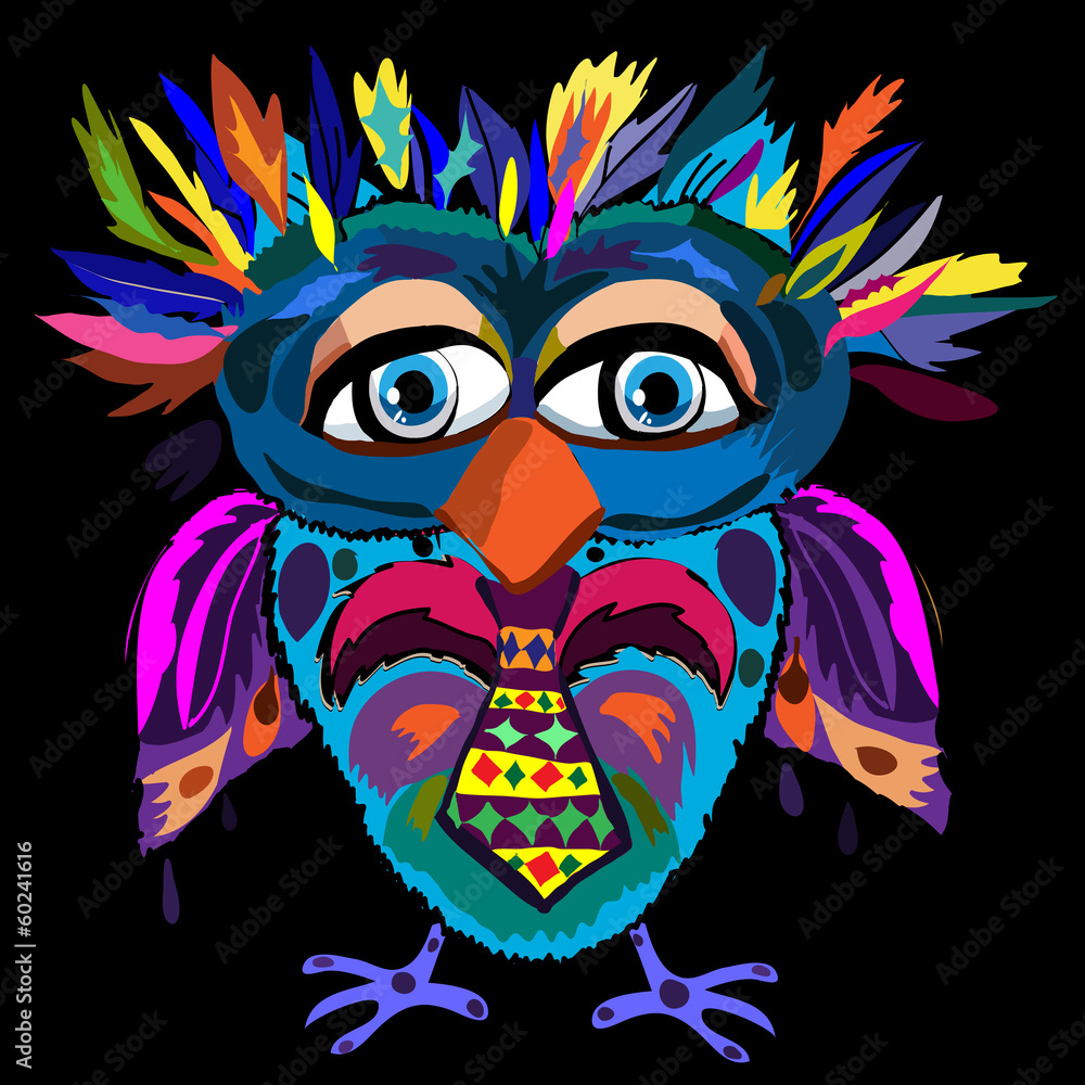 Fototapeta premium Cute Owl, cartoon drawing, cute illustration for children