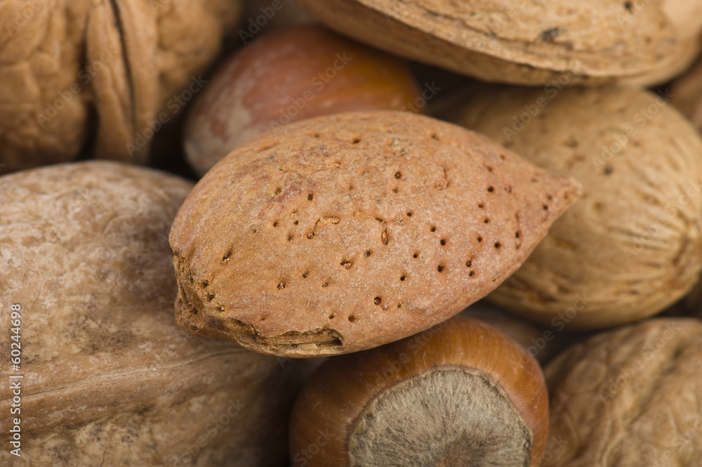 Nuts mix close up on the wood table Nuts mix close up on the wood table