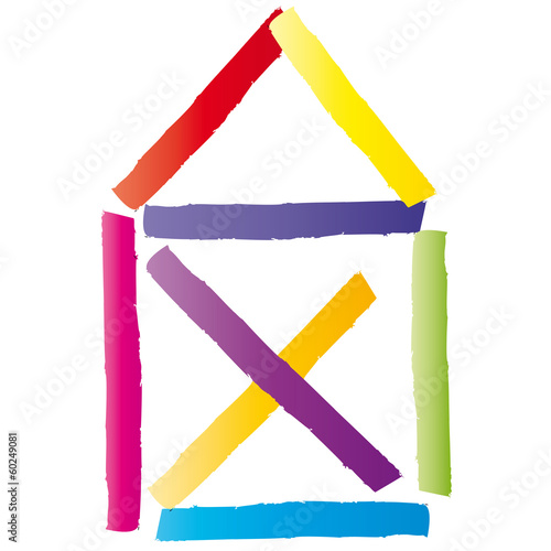 Ein Haus bauen, Eigentum schaffen - Strichzeichnung 