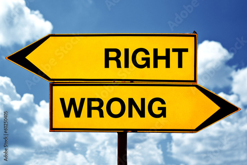 Right or wrong, opposite signs