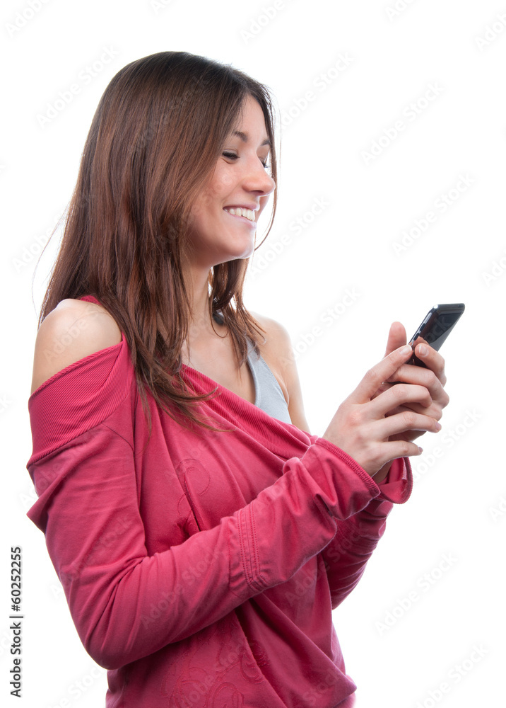 woman with mobile cell phone mobile texting on touch screen woman with mobile cell phone mobile texting on touch screen