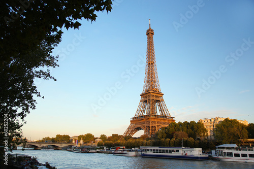 Eiffel Tower with Seine in Paris, France