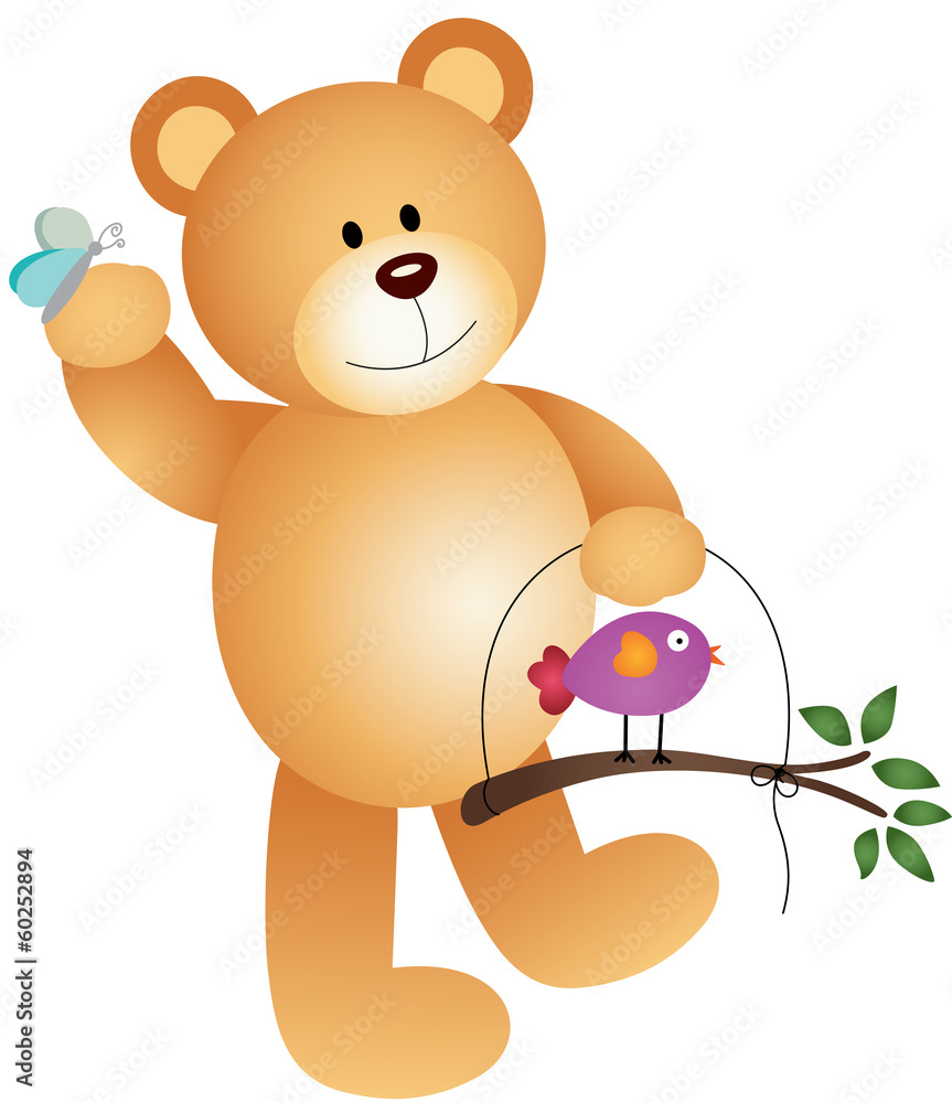 Fototapeta premium Teddy Bear with Bird