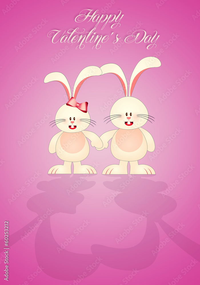 Two bunnies in love for Valentine's Day Two bunnies in love for Valentine's Day