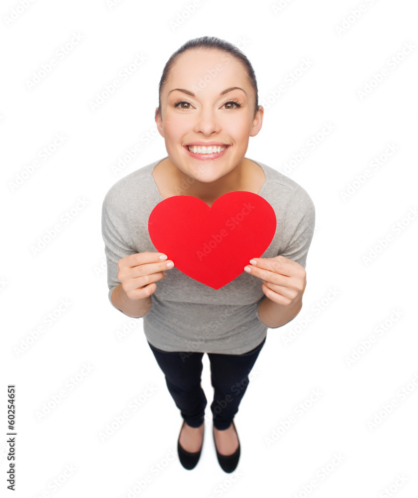 smiling asian woman with red heart smiling asian woman with red heart