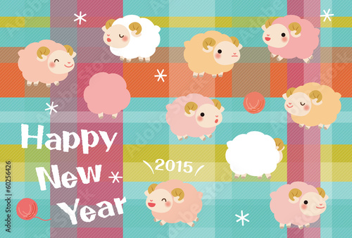 羊たちの2015年年賀状素材