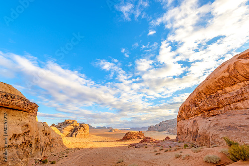The scenic desert in Wadi Rum, Jordan