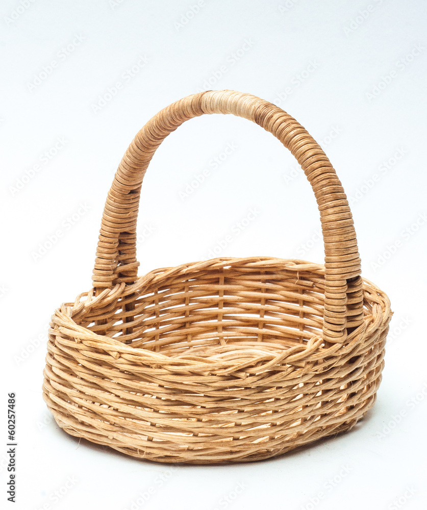 vintage weave wicker basket isolated on white background
