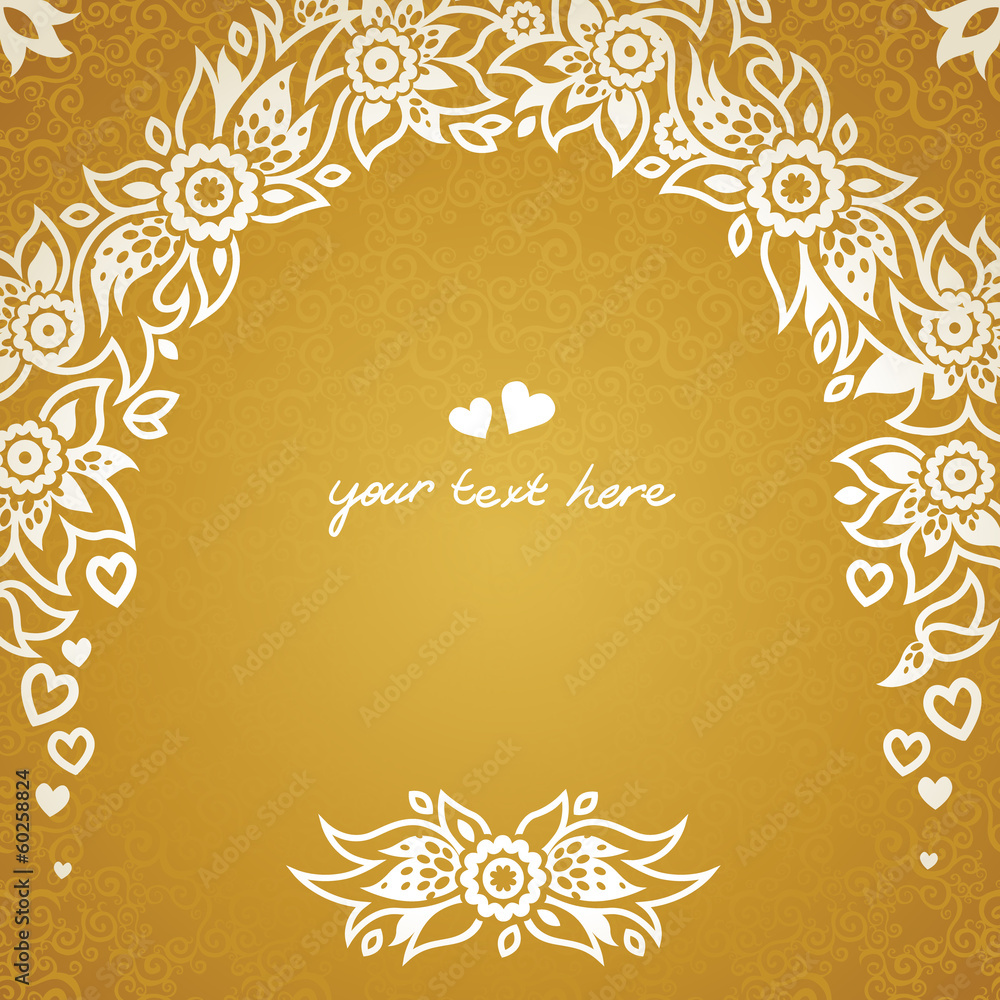 Vintage greeting cards with floral motifs in east style.