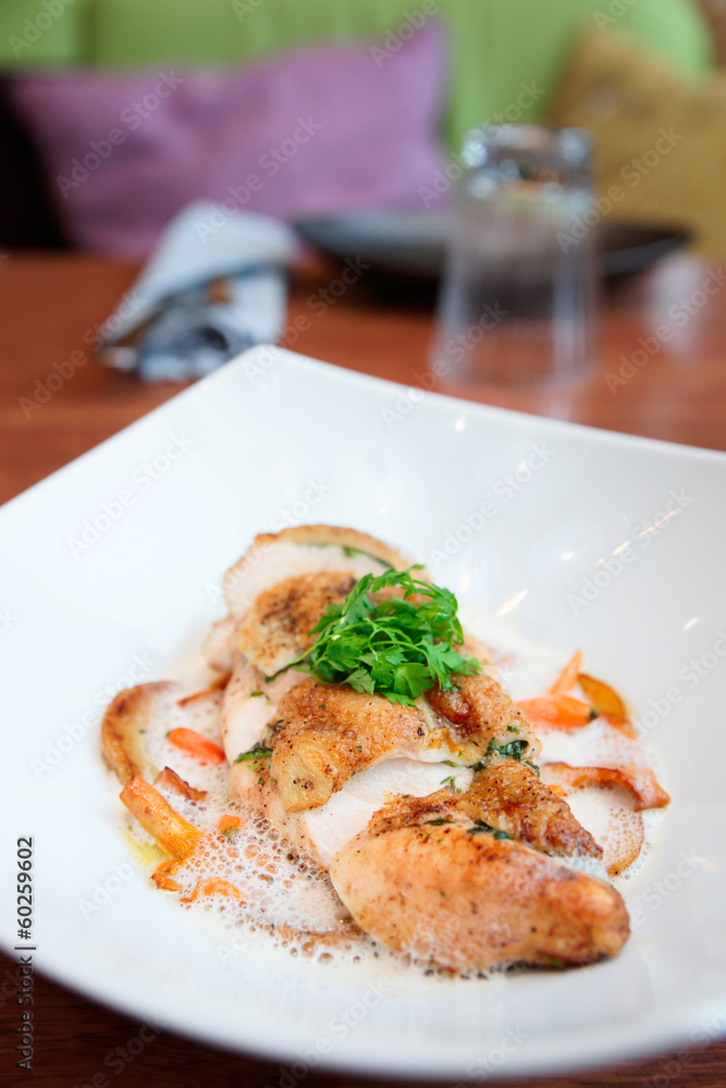 Fried chicken breast with vegetables Fried chicken breast with vegetables
