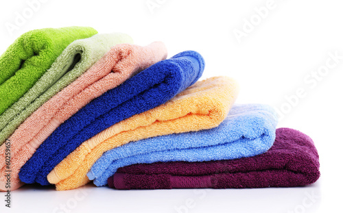 Colorful towels isolated on white