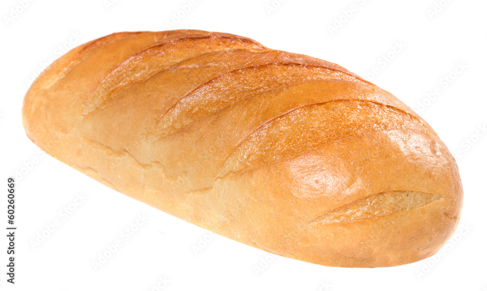 Батон хлеба на белом фоне