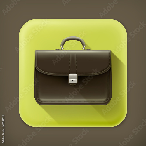 Brief case, long shadow vector icon