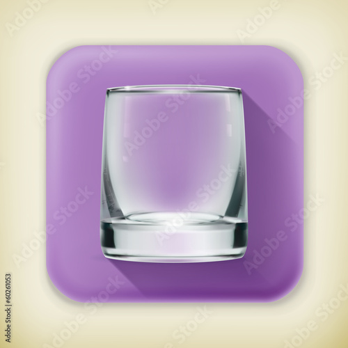 Empty glass, long shadow vector icon