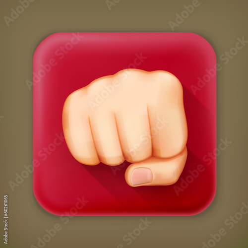 Fist, long shadow vector icon