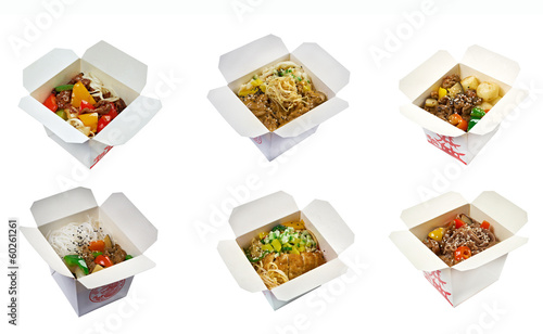  set ofchinese cuisine in take-out box
