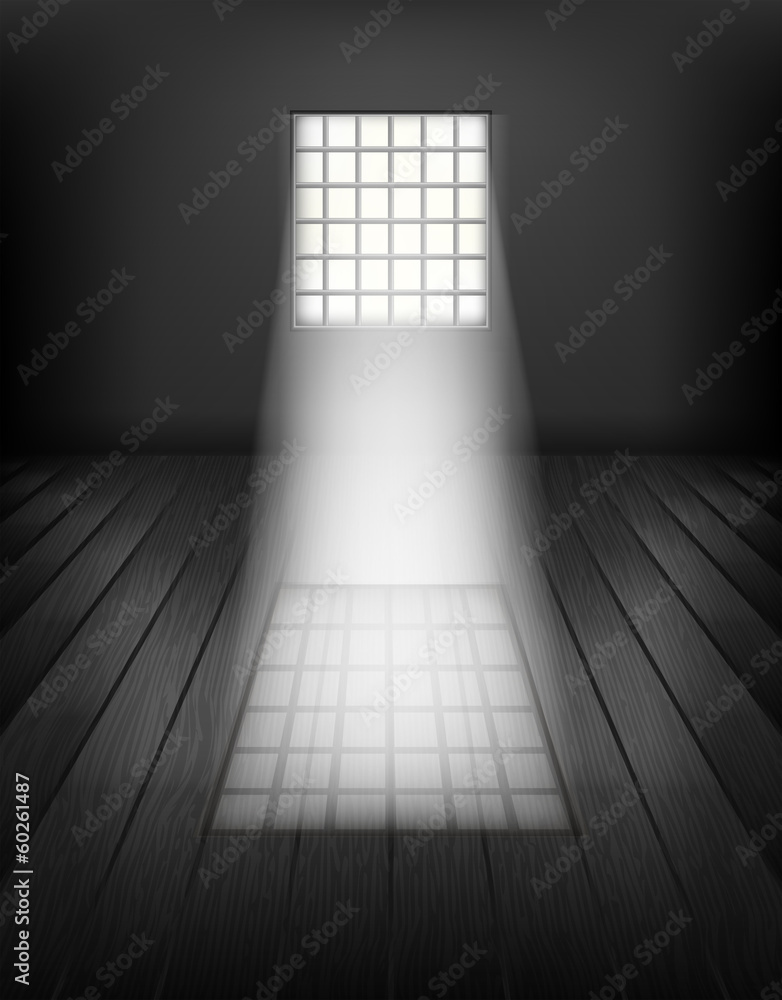 Window with bars. Prison interior Window with bars. Prison interior