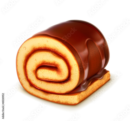 Chocolate roll cake, detailed vector