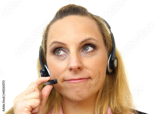 Smiling woman with headphones isolated