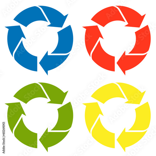 Recycling zeichen bunt - 4er Set