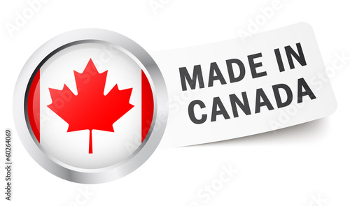 Button mit Fahne " MADE IN CANADA "