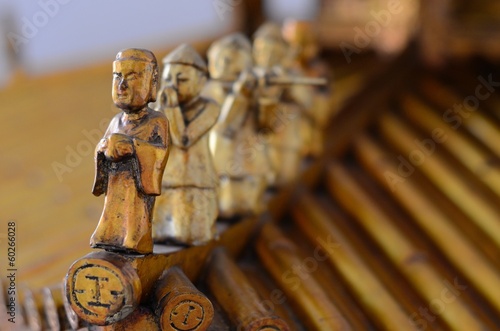 Peoples statues on the roof of the Chinese temples of music