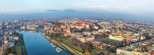 Cracow skyline with aerial view of historic royal Wawel Castle a #60266448