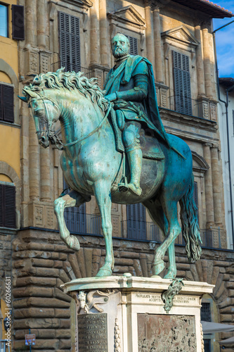 statue of the rider cosimo i de medici of gianbologna in florenc photo