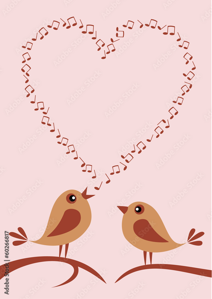 two cute birds singing about love